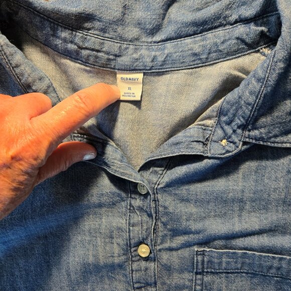 OLD NAVY 100% Cotton Blue Chambray Shirt Dress NWOT/SIZE XL - Picture 7 of 8